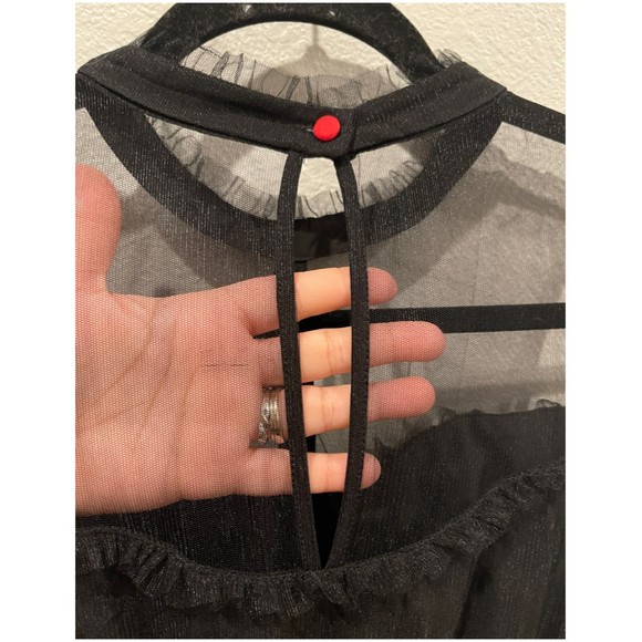 MODCLOTH Tulle Embroidered Sleeveless Rose Black Midi Dress - Picture 8 of 10